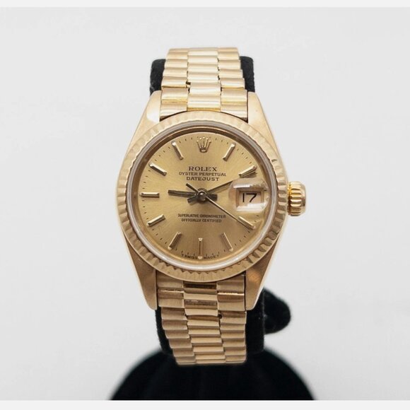 Champagne DATEJUST 18k Yellow Gold Ladies PRESIDENT Watch main image 4